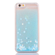 Ultra-thin Transparent Flowers Soft Case Cover T01 for Apple iPhone 6 Plus Sky Blue