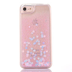 Ultra-thin Transparent Flowers Soft Case Cover T01 for Apple iPhone 7 Pink