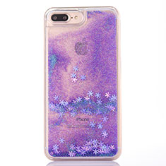 Ultra-thin Transparent Flowers Soft Case Cover T01 for Apple iPhone 7 Plus Purple