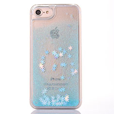 Ultra-thin Transparent Flowers Soft Case Cover T01 for Apple iPhone 7 Sky Blue