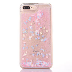 Ultra-thin Transparent Flowers Soft Case Cover T01 for Apple iPhone 8 Plus Pink