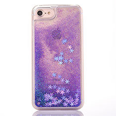 Ultra-thin Transparent Flowers Soft Case Cover T01 for Apple iPhone 8 Purple