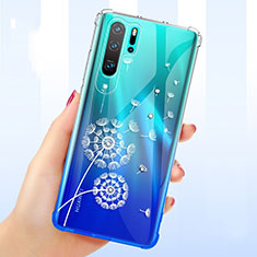 Ultra-thin Transparent Flowers Soft Case Cover T01 for Huawei P30 Pro White