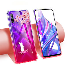 Ultra-thin Transparent Flowers Soft Case Cover T01 for Huawei Y9s Red