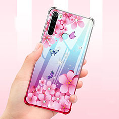 Ultra-thin Transparent Flowers Soft Case Cover T01 for Xiaomi Redmi Note 8 (2021) Pink