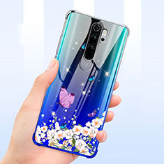 Ultra-thin Transparent Flowers Soft Case Cover T01 for Xiaomi Redmi Note 8 Pro Purple