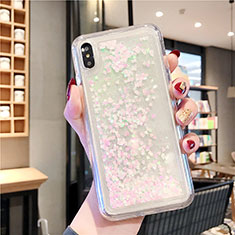 Ultra-thin Transparent Flowers Soft Case Cover T02 for Apple iPhone XR White
