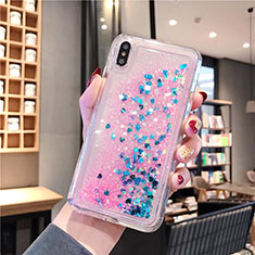 Ultra-thin Transparent Flowers Soft Case Cover T02 for Apple iPhone Xs Max Pink