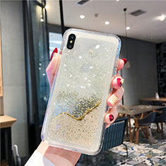 Ultra-thin Transparent Flowers Soft Case Cover T03 for Apple iPhone X Gold