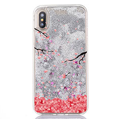 Ultra-thin Transparent Flowers Soft Case Cover T04 for Apple iPhone Xs White