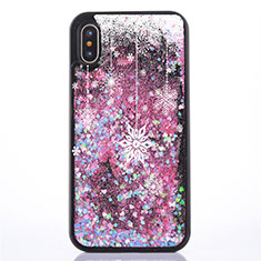 Ultra-thin Transparent Flowers Soft Case Cover T07 for Apple iPhone Xs Rose Gold