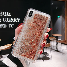 Ultra-thin Transparent Flowers Soft Case Cover T15 for Apple iPhone X Gold