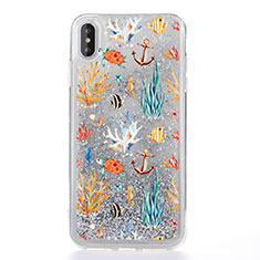 Ultra-thin Transparent Flowers Soft Case Cover T17 for Apple iPhone X White