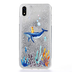Ultra-thin Transparent Flowers Soft Case Cover T17 for Apple iPhone XR Blue
