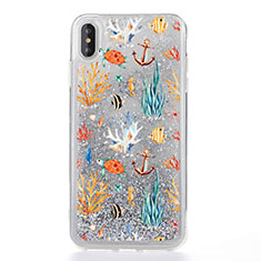 Ultra-thin Transparent Flowers Soft Case Cover T17 for Apple iPhone Xs Max White