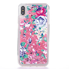Ultra-thin Transparent Flowers Soft Case Cover T18 for Apple iPhone Xs Rose Gold