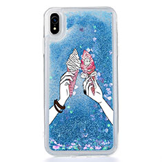 Ultra-thin Transparent Flowers Soft Case Cover T20 for Apple iPhone XR Blue