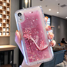 Ultra-thin Transparent Flowers Soft Case Cover T21 for Apple iPhone XR Rose Gold