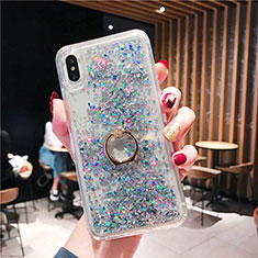 Ultra-thin Transparent Flowers Soft Case Cover T25 for Apple iPhone X Sky Blue