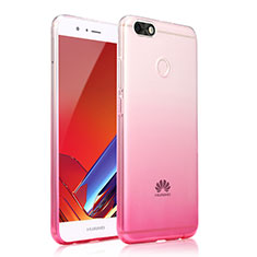 Ultra-thin Transparent Gel Gradient Soft Case Cover for Huawei Y6 Pro (2017) Pink