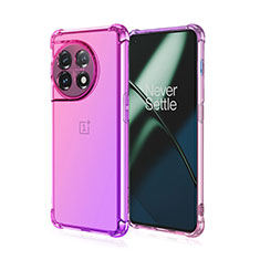 Ultra-thin Transparent Gel Gradient Soft Case Cover for OnePlus Ace 2 Pro 5G Hot Pink