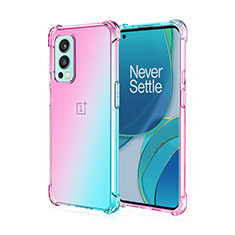 Ultra-thin Transparent Gel Gradient Soft Case Cover for OnePlus Nord 2 5G Cyan