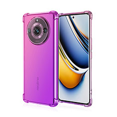 Ultra-thin Transparent Gel Gradient Soft Case Cover for Realme 11 Pro 5G Hot Pink