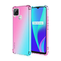 Ultra-thin Transparent Gel Gradient Soft Case Cover for Realme 7i RMX2193 Cyan