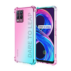 Ultra-thin Transparent Gel Gradient Soft Case Cover for Realme 8 4G Cyan