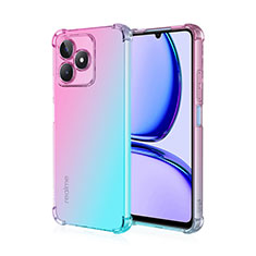 Ultra-thin Transparent Gel Gradient Soft Case Cover for Realme C51 Cyan