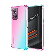 Ultra-thin Transparent Gel Gradient Soft Case Cover for Realme GT Neo3 5G Cyan