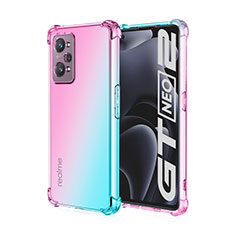 Ultra-thin Transparent Gel Gradient Soft Case Cover for Realme GT2 5G Cyan