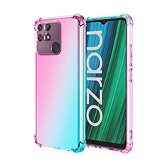 Ultra-thin Transparent Gel Gradient Soft Case Cover for Realme Narzo 50A Cyan