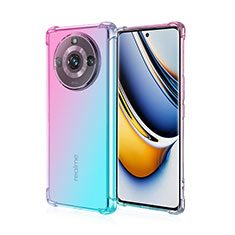 Ultra-thin Transparent Gel Gradient Soft Case Cover for Realme Narzo 60 Pro 5G Cyan