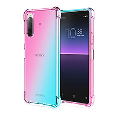 Ultra-thin Transparent Gel Gradient Soft Case Cover for Sony Xperia 10 IV Sky Blue
