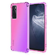 Ultra-thin Transparent Gel Gradient Soft Case Cover for Vivo V20 SE Pink