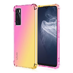 Ultra-thin Transparent Gel Gradient Soft Case Cover for Vivo V20 SE Yellow