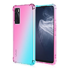 Ultra-thin Transparent Gel Gradient Soft Case Cover for Vivo Y70 (2020) Cyan