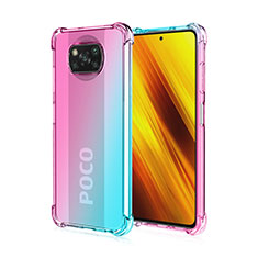 Ultra-thin Transparent Gel Gradient Soft Case Cover for Xiaomi Poco X3 NFC Cyan
