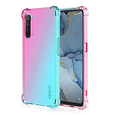 Ultra-thin Transparent Gel Gradient Soft Case Cover G01 for Oppo K7 5G Cyan