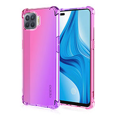 Ultra-thin Transparent Gel Gradient Soft Case Cover G01 for Oppo Reno4 F Pink