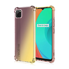 Ultra-thin Transparent Gel Gradient Soft Case Cover G01 for Realme C11 Brown