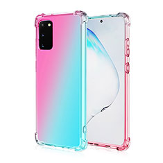 Ultra-thin Transparent Gel Gradient Soft Case Cover G01 for Samsung Galaxy S20 5G Cyan