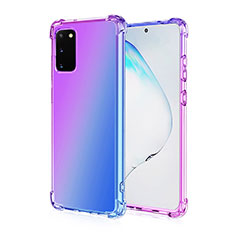 Ultra-thin Transparent Gel Gradient Soft Case Cover G01 for Samsung Galaxy S20 5G Purple