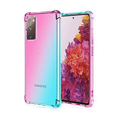 Ultra-thin Transparent Gel Gradient Soft Case Cover G01 for Samsung Galaxy S20 FE 5G Cyan