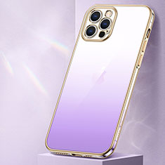 Ultra-thin Transparent Gel Gradient Soft Case Cover S01 for Apple iPhone 13 Pro Purple