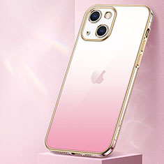 Ultra-thin Transparent Gel Gradient Soft Case Cover S01 for Apple iPhone 14 Plus Rose Gold