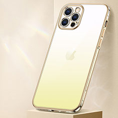 Ultra-thin Transparent Gel Gradient Soft Case Cover S01 for Apple iPhone 14 Pro Max Yellow