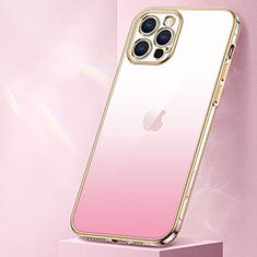 Ultra-thin Transparent Gel Gradient Soft Case Cover S01 for Apple iPhone 14 Pro Rose Gold