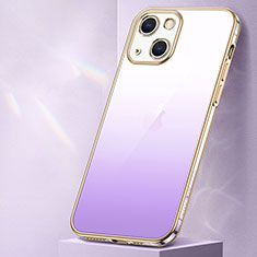 Ultra-thin Transparent Gel Gradient Soft Case Cover S01 for Apple iPhone 14 Purple